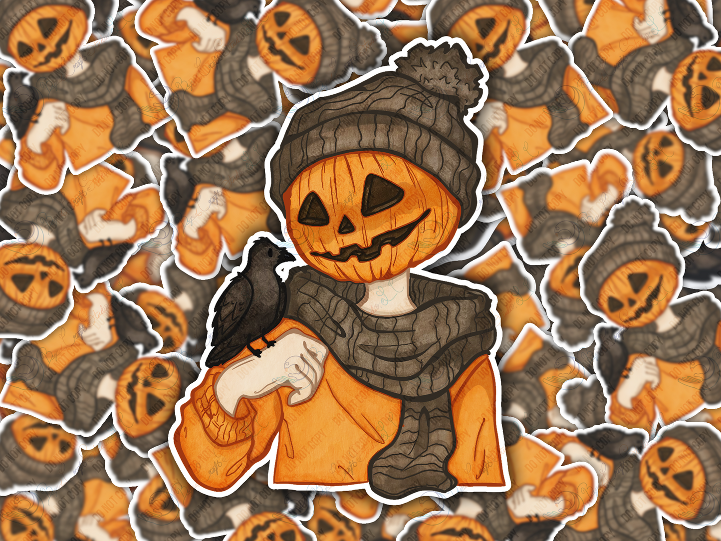 Cozy Jack-o-Lantern with Crow Sticker ๐๐ฆโโฌ๐