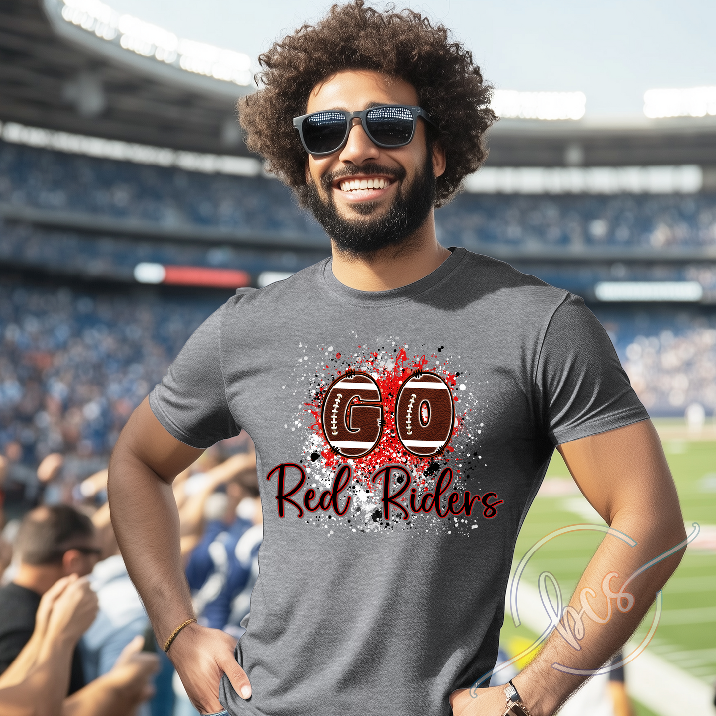 🏈 Go Red Riders Football Splatter Shirt ❤️🖤