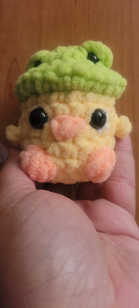 🐥 Wiggles the Duck Plush with Frog Hat 🐸 – Adoption Ready!