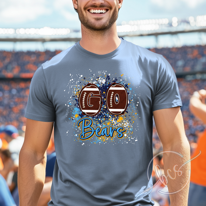 🏈 Go Golden Bears Football Splatter Shirt 💛💙