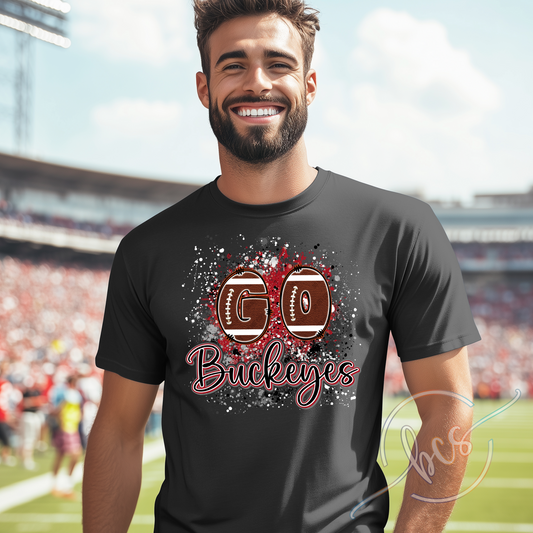 🏈 Go Buckeyes Football Splatter Shirt ❤️🤍
