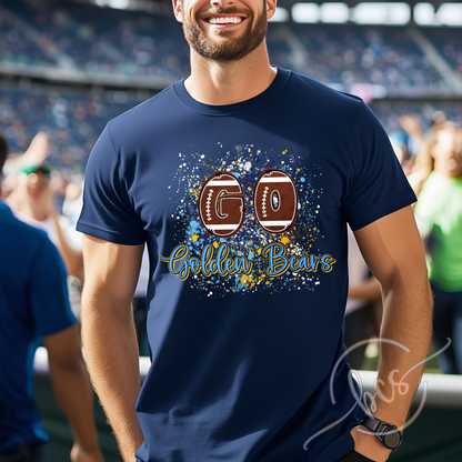 🏈 Go Golden Bears Football Splatter Shirt 💛💙
