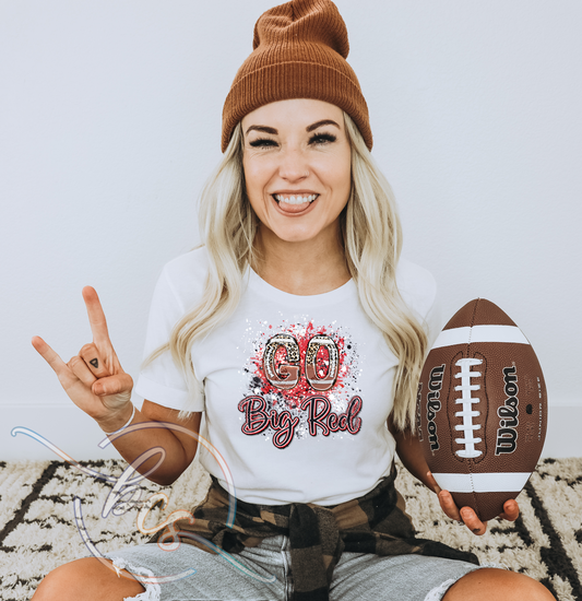 🐆🏈 Go Big Red Leopard Football Shirt ❤️🤍