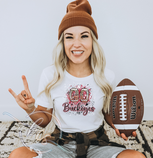 🐆🏈 Go Buckeyes Leopard Football Shirt ❤️🤍