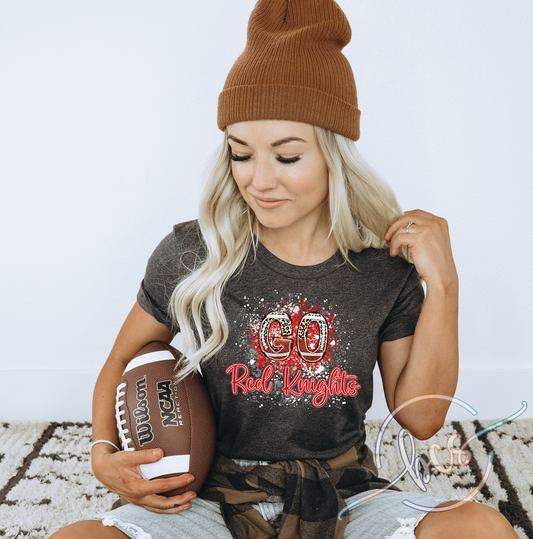 🐆🏈 Go Red Knights Leopard Football Shirt ❤️⚔️