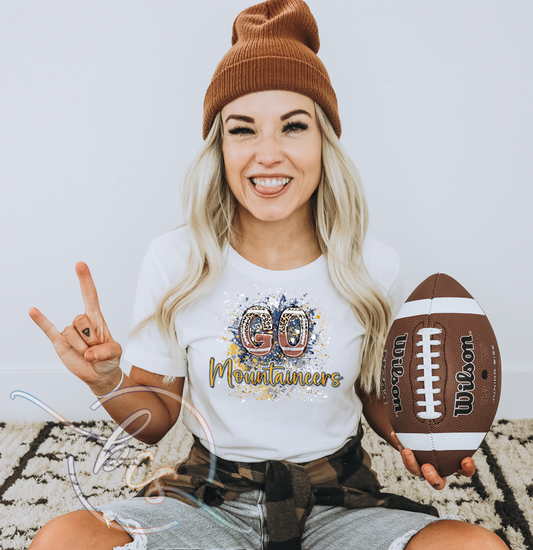 🐆🏈 Go Mountaineers Leopard Football Shirt 💛💙