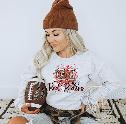 🐆🏈 Go Red Riders Leopard Football Shirt ❤️🖤
