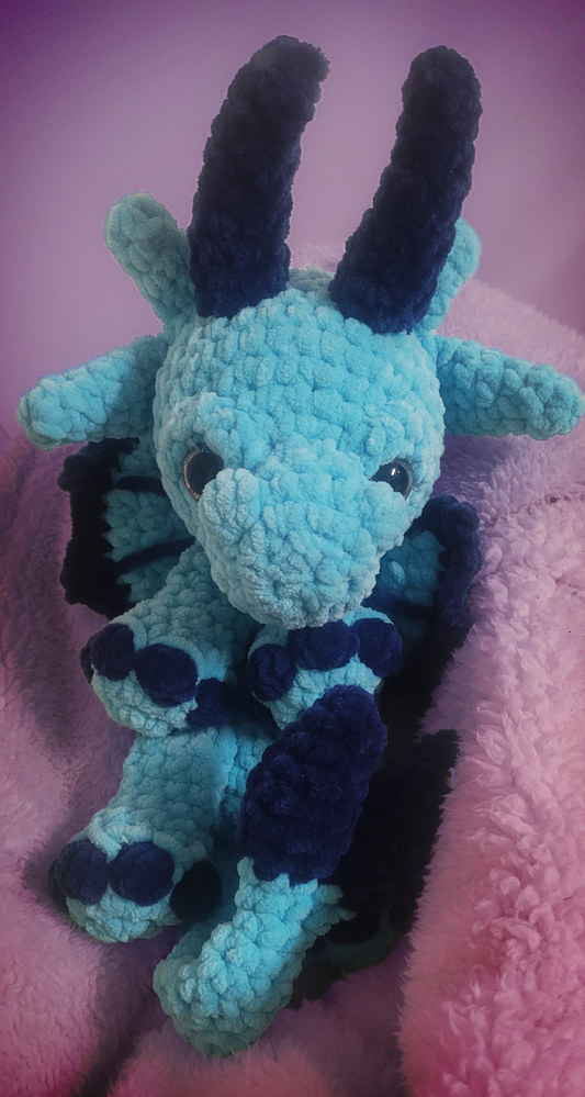 🐉 Neptune the Dragon Snuggler – Crochet Plushie🩵 💙