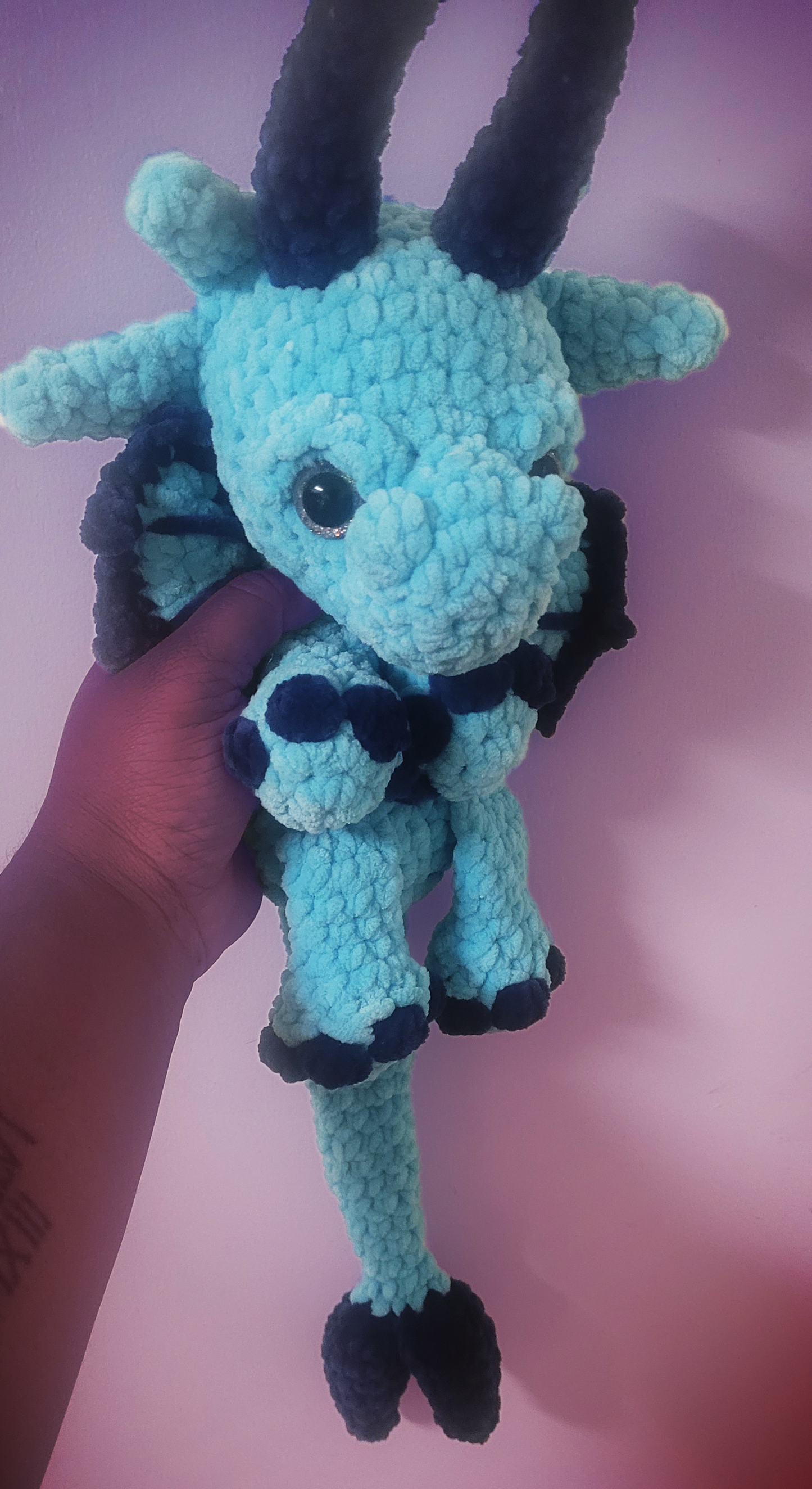 🐉 Neptune the Dragon Snuggler – Crochet Plushie🩵 💙