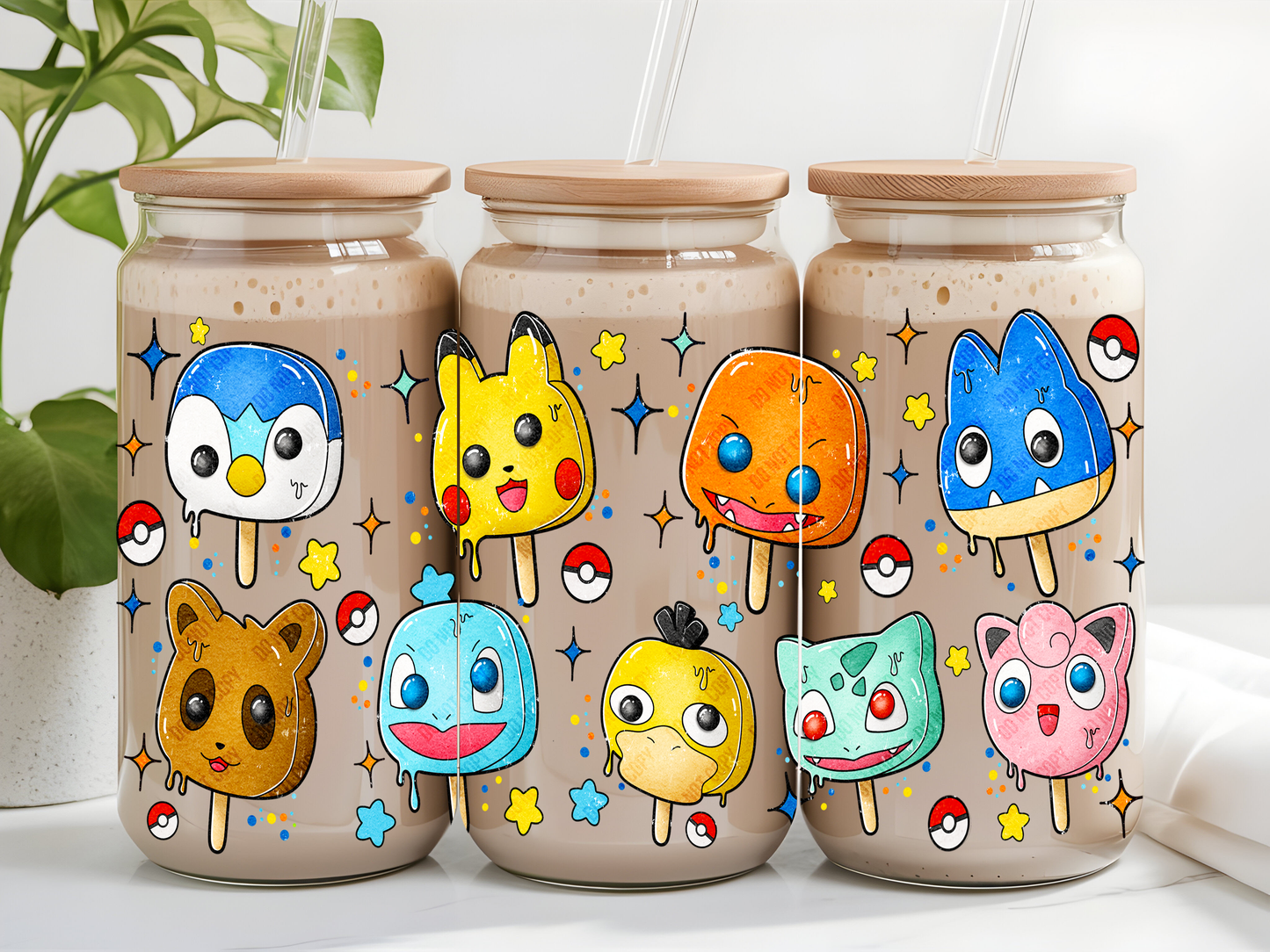 Colorful Pokemon Popsicles Libbey Glass