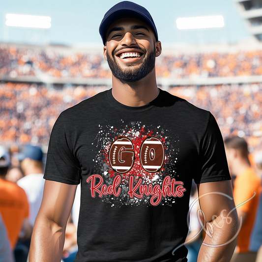 🏈 Go Red Knights Football Splatter Shirt ❤️⚔️